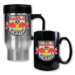 hidden NY Red Bulls Stainless Steel Travel Mug and Black Mug Set