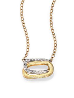 Marco Bicego Diamond & 18K Yellow Gold Interlocking Pendant Necklace   Gold