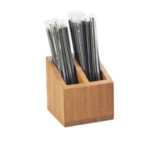 Cal Mil 2 Compartment Straw Holder   Bamboo