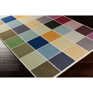 Hand woven Cajan Flat Weave Checkerboard Multi Wool Rug (5 X 8)