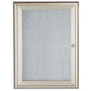 AARCO LED Lighted Enclosed Bulletin Board OWFC Finish Silver, Size 36 H x 