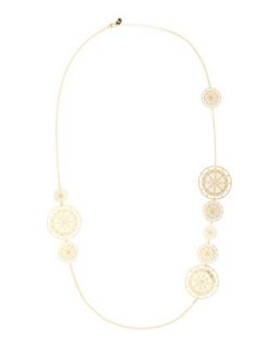 Long Golden Filigree Circle Necklace