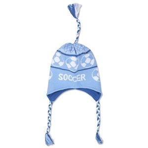 hidden Fleece Lined Soccer Knit Hat (Sky)