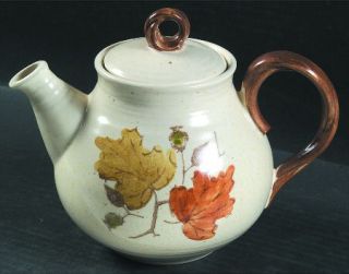 Metlox   Poppytrail   Vernon Woodland Gold Teapot & Lid, Fine China Dinnerware  