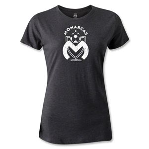 hidden Morelia Monarcas Distressed Logo Womens T Shirt (Dark Gray)
