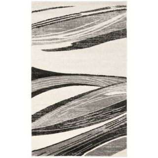 Deco Inspired Light Grey/ Ivory Rug (5 X 8)