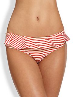 Onda De Mar Swim Striped Ruffle Bikini Bottom   Orange