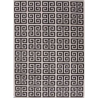 Handmade Flat Weave Geometric Black/ White Wool Rug (2 X 3)