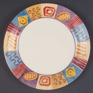 Corning Tribal Salad/Dessert Plate, Fine China Dinnerware   Corelle,Blue,Mustard