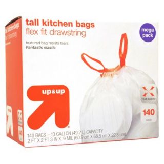 up & up Flex Fit Tall Kitchen Drawstring Bags 13 gallons 140 ct