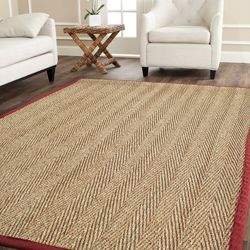 Hand woven Sisal Natural/ Red Seagrass Rug (9 X 12)
