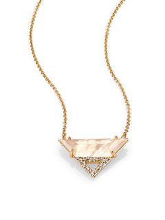 Alexis Bittar Citrine Doublet, Mother of Pearl & Pave Crystal Pendant Necklace  