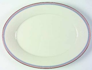 Noritake Breathless 15 Oval Serving Platter, Fine China Dinnerware   Blue & Pea