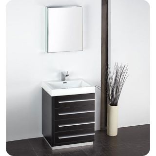 Fresca Livello 24 inch Black Bathroom Vanity And Medicine Cabinet