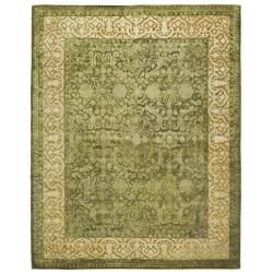 Handmade Silk Road Majestic Green/ Ivory N. Z. Wool Rug (6 X 9)