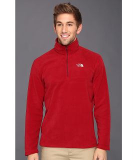 The North Face TKA 100 Microvelour Glacier 1/4 Zip Mens Long Sleeve Pullover (Red)