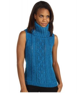 Anne Klein S/S Cowl Neck Cable Pullover Womens Blouse (Blue)