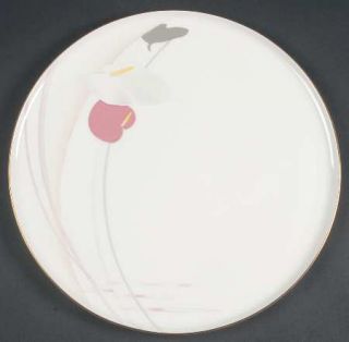 Mikasa Anthurium Cake Plate, Fine China Dinnerware   White,Pink&Gray Flowers&Ste