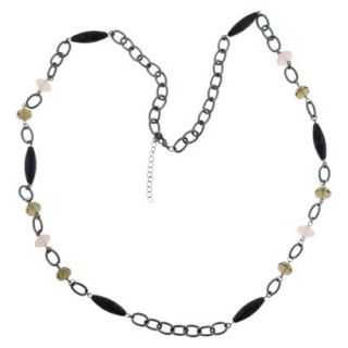 Oval Link Chain Necklace with Beads   Black (36)