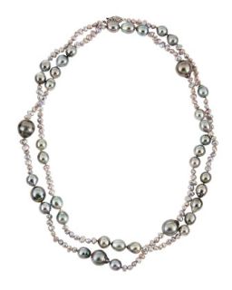 Freshwater Keshi & Tahitian Pearl Long Necklace, Gray