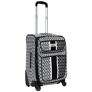 Nine West Sign Me Up 20 inch Expandable Carry On Spinner Upright Suitcase (Black/ivoryWeight 8.5 poundsPockets Two (2) exterior, three (3) interiorCarrying strap YesHandle One (1) top, one (1) side, one (1) telescoping wandWheel type SpinnerClosure 