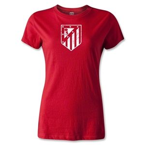 hidden Atletico Madrid Distressed Crest Womens T Shirt (Red)