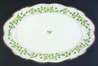 Edelstein Hedgerose 15 Oval Serving Platter, Fine China Dinnerware   Small Pink