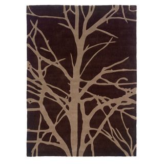 Trio Collection Brown/ Beige Tree Silhouette Modern Area Rug (8 X 10)