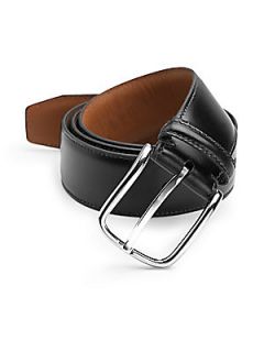 Curved Buckle Leather Belt/Black