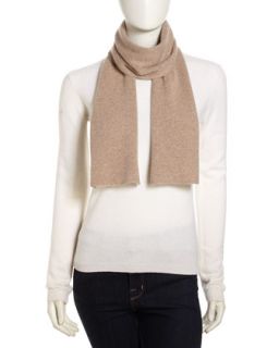 Cashmere 2 Ply Ribbed Scarf, Beige