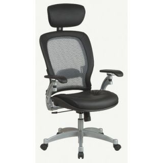 Office Star SPACE Air Grid Executive Leather Office Chair with Arms 36806 Hea