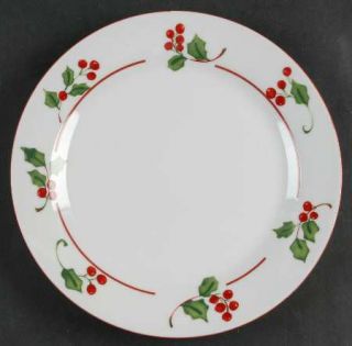 Gibson Designs Holiday Circle Dinner Plate, Fine China Dinnerware   Green Holly,