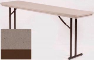 Correll Folding Seminar Table w/ Blow Mold Top & T Leg, Adjusts to 32 in, Mocha Granite
