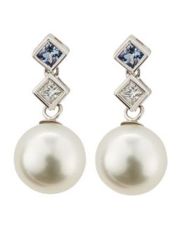 Sapphire & Diamond Pearl Earrings