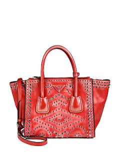 Prada Vitello Vintage Embellished Tote   Rosso Red