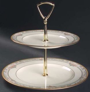 Noritake Barrymore 2 Tiered Serving Tray (Dp, Sp), Fine China Dinnerware   Ivory