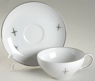 Fukagawa Cross Star Flat Cup & Saucer Set, Fine China Dinnerware   Cross Shape S