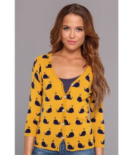 Yumi Whale Print Cardigan Womens Sweater (Yellow)
