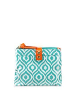 Tab Ikat Print Coated Toiletry Case, Turquoise