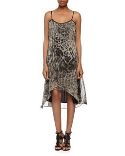 Mahone Leopard Print A Line High Low Dress, Gray/Black