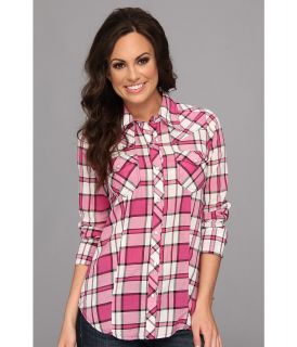 Roper 8990 Pink Plaid Shirt Womens Long Sleeve Button Up (Pink)