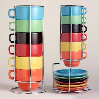 Multicolor Stacking Mugs or Espresso Cups Sets of 6   World Market