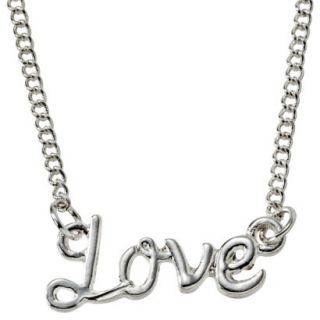 Womens Short Pendant Chain Necklace with Love   Silver (21)