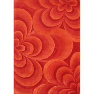 Alliyah Handmade Red Flowers New Zealand Wool Blend Rug (10 X 12)