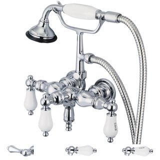Water Creation F6 0017 01 Vintage Classic 3/8 inch Center Tub Faucet W/ Down Spout Straight Wall Conn Handheld Shower