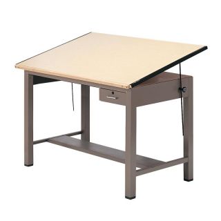 Mayline Ranger Steel Four Post Drafting Table w/ Tool Drawer   7732AG5, 42 x 30