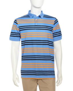 Short Sleeve Golf Knit Striped Polo, Provence Striped