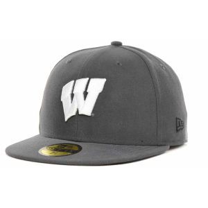 Wisconsin Badgers New Era NCAA Gray, Black & White 59FIFTY Cap
