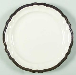 Ambiance Versailles White Salad Plate, Fine China Dinnerware   All White,Bronze