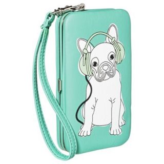 Dog Phone Case Wallet with Removable Wristlet Strap  Teal